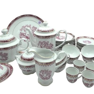 37 pc COMPLETE TEA SERVICE REAL SAO PAULO RED TRANSFER