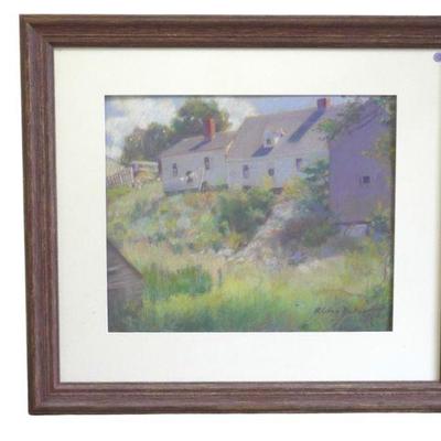 ALDEN BAKER (B 1928) ROW OF HOUSES PASTEL