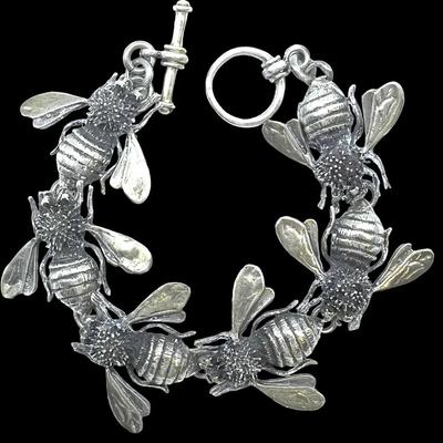 LARGE VINTAGE MEXICAN STERLING SILVER BEE BRACELET