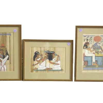 3 HAND PAINTED EGYPTIAN PAPYRUS