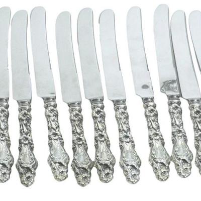 12 GORHAM STERLING SILVER LILY DINNER KNIVES