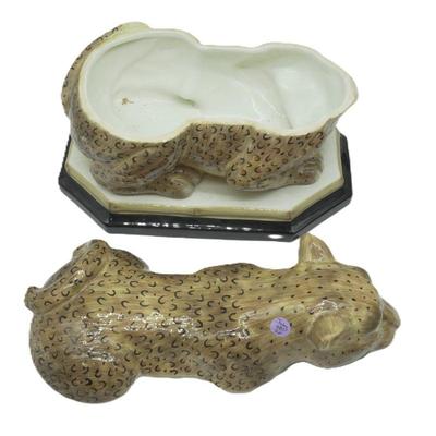 RAYMOND WAITES EMPIRE LEOPARD PUNCH BOWL & PITCHER