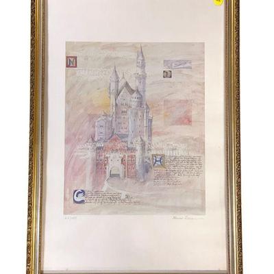Signed and Numbered Castle Print by by Bavarian artist Leonore Zimmerman. 