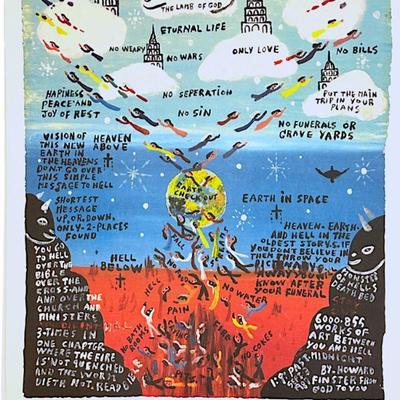 HOWARD FINSTER HEAVEN & HELL SIGNED LTD ED EXHIBITION LITHO