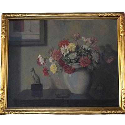 ABBY PHELPS LYTLE WUICHET ART DECO OIL ZINNIAS