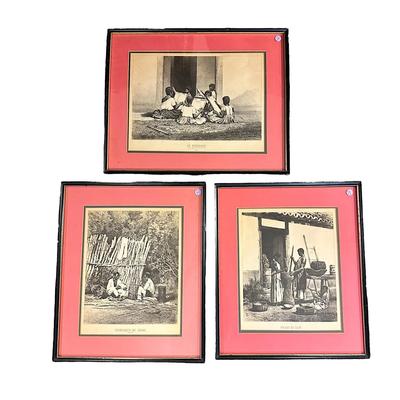 3 FRAMED JEAN VICTOR FROND BRAZIL PITTORESCO LITHOGRAPHS