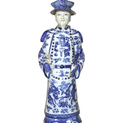 Antique / Vintage Chinese Blue & White Porcelain Figure depicting a Imperial Court Official. Republic period, early to mid 20th...