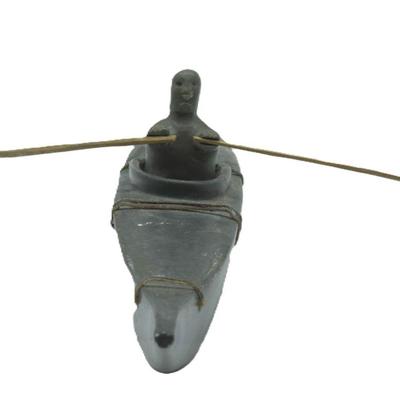 INUIT CARVED SOAPSTONE HUNTER KAYAK