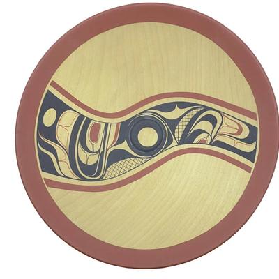 Rod Smith Carved and Turned Yellow Cedar Footed Bowl Polychrome Painted in traditional Kwakwaka'wakw motifs. 
