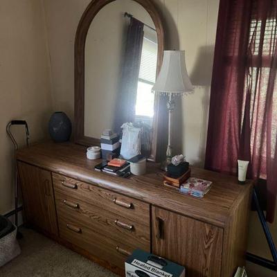 Vintage Laminate Dresser with Arched Mirror $50