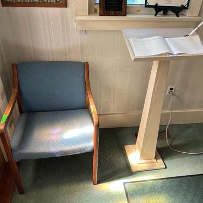 Podium, chairs