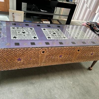 $250 coffee table 21 x 48 inches. Glass top
