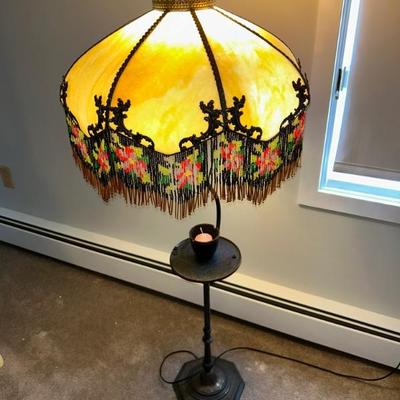 $750.Vintage Tiffany Style Floor Lamp. Glass beads