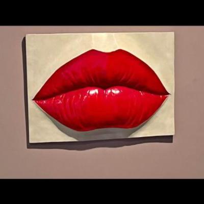 $135. 21x 29 inches In the tradition of Lichtenstein and Warhol, this icon of the Pop Art craze puckers up in a candy apple red finish....