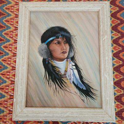 "Two Feathers" By Amby Little 1990 Acrylic on Canvas With COA "Number 1"