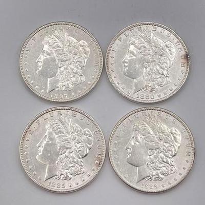 #370 • (4) 1880-1897 Morgan Silver Dollars
