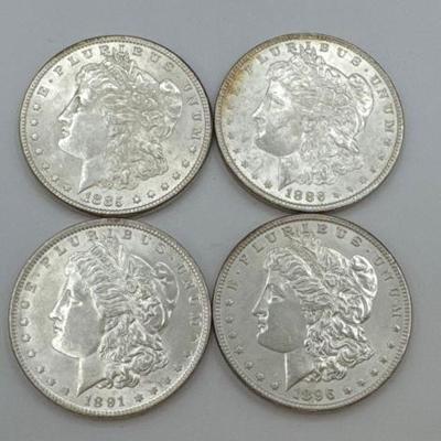 #384 • (4) 1885-1896 Morgan Silver Dollars
