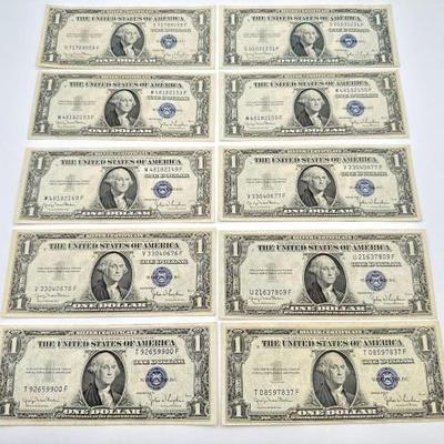 #612 • (10) 1935 D $1 U.S. Silver Certificates
