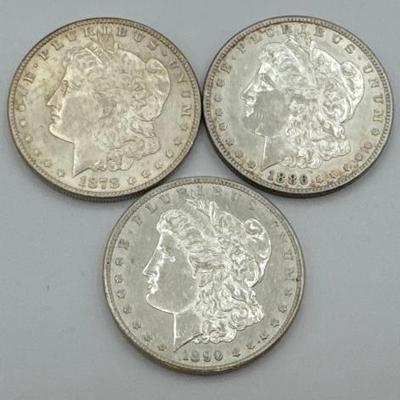 #356 • (3) 1878-1890 Morgan Silver Dollars

