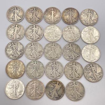 #526 • (24) Pre 1964 Walking Liberty Half Dollars
