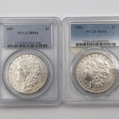 #310 • (1) 1887 & (1) 1896 Morgan Silver Dollars
