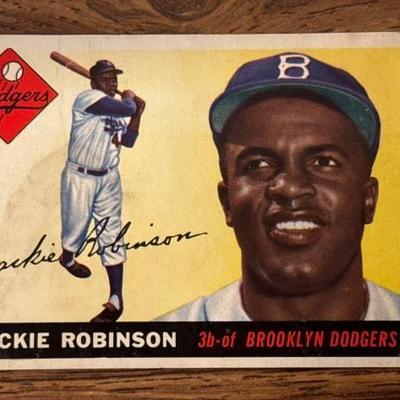 #2890 • 1955 #50 Topps Jackie Robinson Baseball Card with Protective Sleeve
