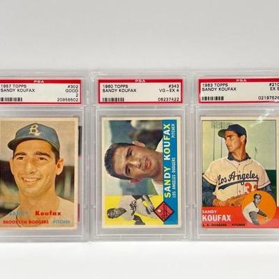 #934 • (3) 1957-1963 Sandy Koufax Baseball Cards
