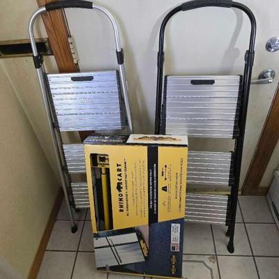 #2268 • (2) Cosco Step Ladders and (1) Rhino Cart
