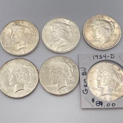#454 • (6) 1922-1934 Silver Peace Dollars
