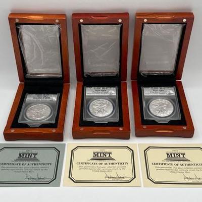 #738 • (2) 2014 & (1) 2015 .999 Fine Silver American Eagle Coins
