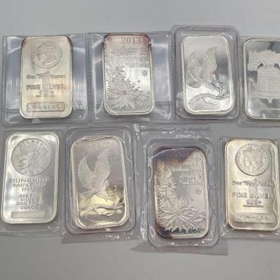 #726 • (8) .999 Fine Silver 1 Troy Ounce Bars
