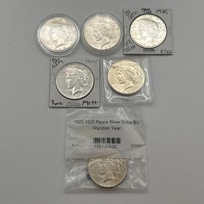 #478 • (6) 1922-1925 Silver Peace Dollars
