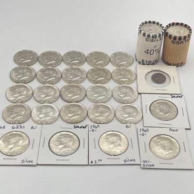 #744 • (65) 40% Silver Kennedy Half Dollar Coins

