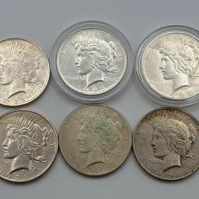 #488 • (6) 1922-1928 Morgan Silver Dollars
