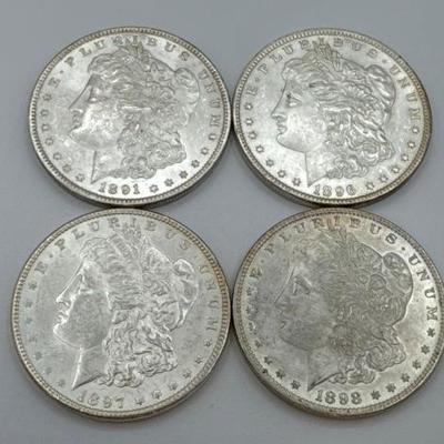 #404 • (4) 1891-1898 Morgan Silver Dollars
