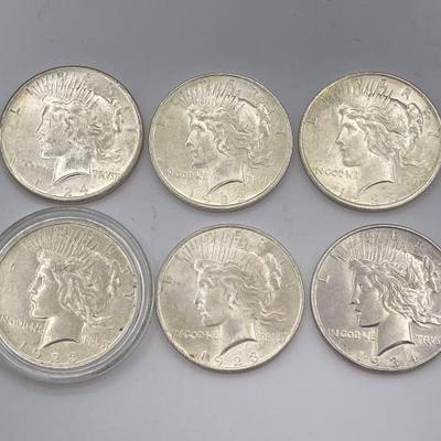 #500 • (6) 1923-1934 Silver Peace Dollars
