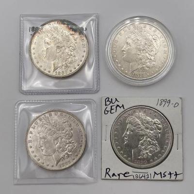 #328 • (4) 1882-1899 Morgan Silver Dollars

