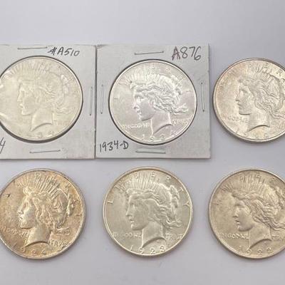 #462 • (6) 1922-1934 Silver Peace Dollars

