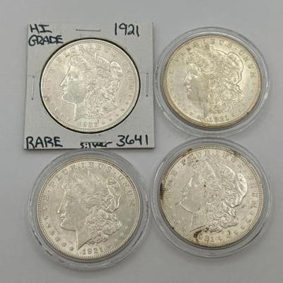 #428 • (4) 1921 Morgan Silver Dollars
