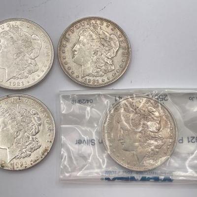 #432 • (4) 1921 Morgan Silver Dollars
