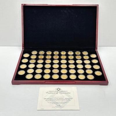 #846 • (56) 1999-2009 State And Territory Quarters Layered in 24k Gold
