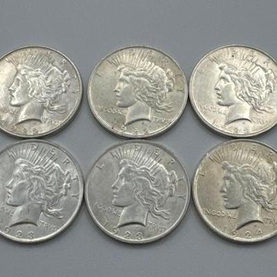 #506 • (6) 1922-1924 Silver Peace Dollars
