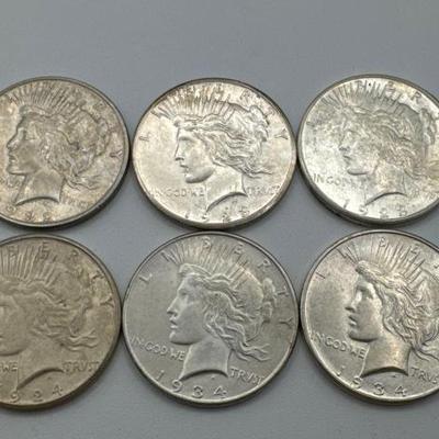 #492 • (6) 1922-1934 Silver Peace Dollars
