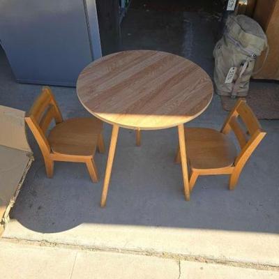 #5598 • (2) Wooden Chairs and Table
