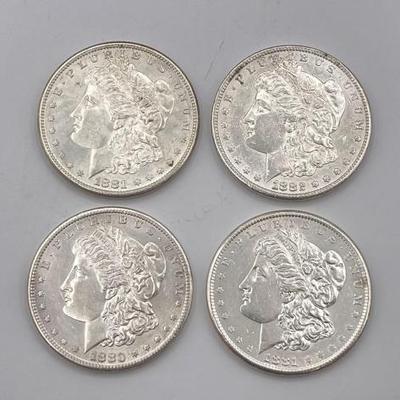 #344 • (4) 1880-1882 Morgan Silver Dollars

