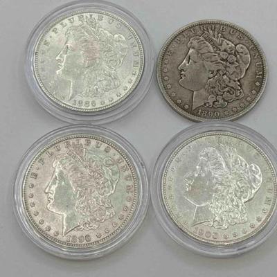#406 • (4) 1886-1900 Morgan Silver Dollars
