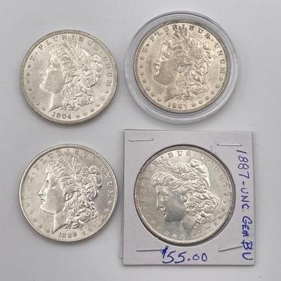 #398 • (4) 1887-1904 Morgan Silver Dollar
