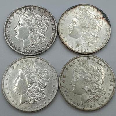 #378 • (4) 1886-1899 Morgan Silver Dollars
