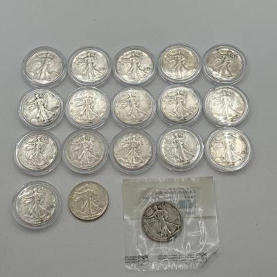 #528 • (18) Pre 1964 Walking Liberty Half Dollars

