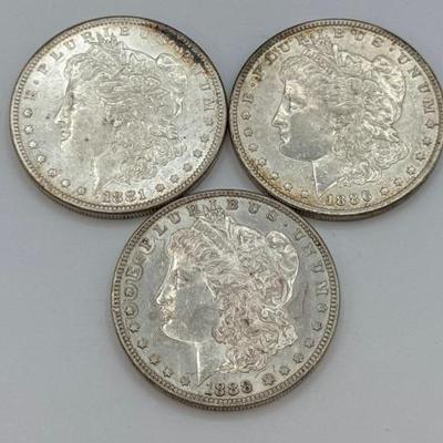 #358 • (3) 1881-1888 Morgan Silver Dollars
